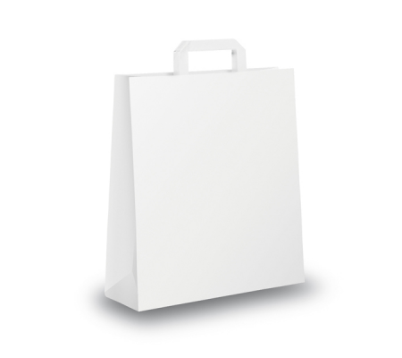 Shopper - maniglia piattina - 26 x 11 x 34,5 cm - carta kraft - bianco - conf. 300 pezzi - Mainetti Bags - 001680 - DMwebShop