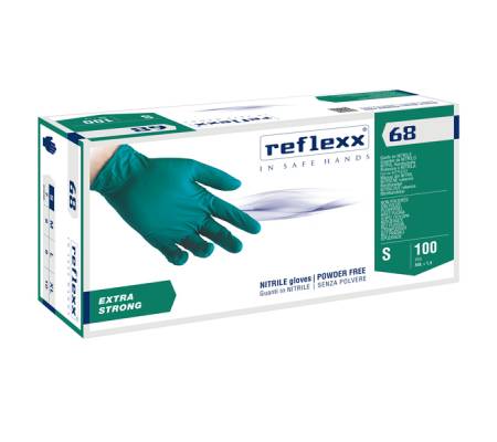 Guanti in nitrile R68 - senza polvere - taglia S - verde - conf. 100 pezzi - Reflexx - R68/S - 8032891632444 - DMwebShop