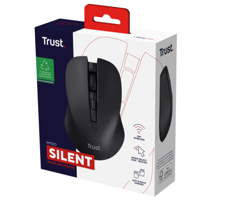 Mouse ottico silenzioso wireless Mydo - nero - Trust - 25084