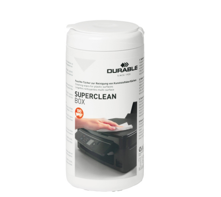Salvietta detergente per superfici in plastica superclean box - conf. 100 pezzi - Durable - 5708-02