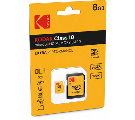Micro SDHC Class 10 Extra - 8 Gb - Kodak - EKMSDM8GHC10CK