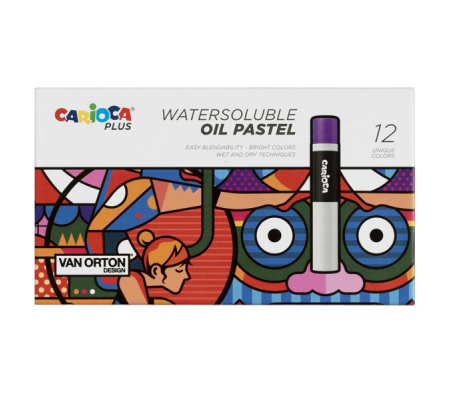 Pastello a olio - lunghezza 60 mm - colori assortiti - Plus - conf. 12 pezzi - Carioca - 45214 - 8003511452148 - DMwebShop