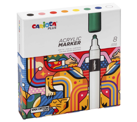 Marcatore acrilico - colori assortiti - Plus - conf. 8 pezzi - Carioca - 45209 - 8003511452094 - DMwebShop