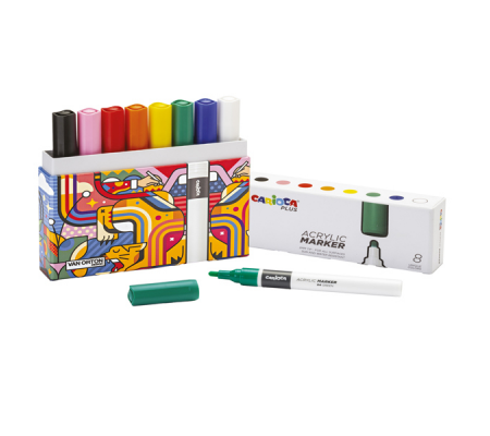Marcatore acrilico - colori assortiti - Plus - conf. 8 pezzi - Carioca - 45209