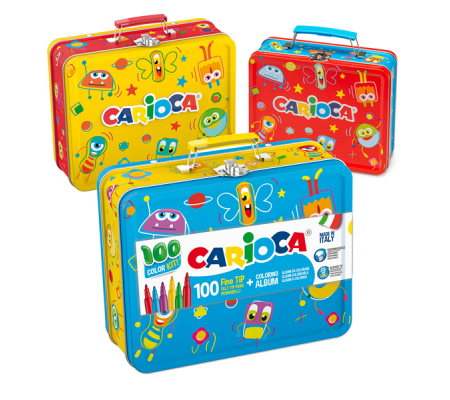 Valigetta in latta Color Kit - 100 pennarelli e album da colorare - Carioca - 42500 - 8003511425005 - DMwebShop