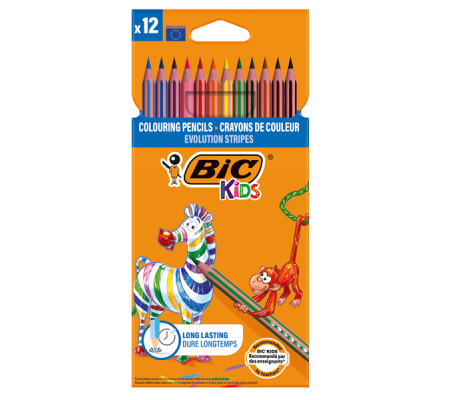 Matita colorata Evolution Stripes - colori assortiti - conf. 12 pezzi - Bic - 9505222 Bic Kids - 3086123499102 - DMwebShop