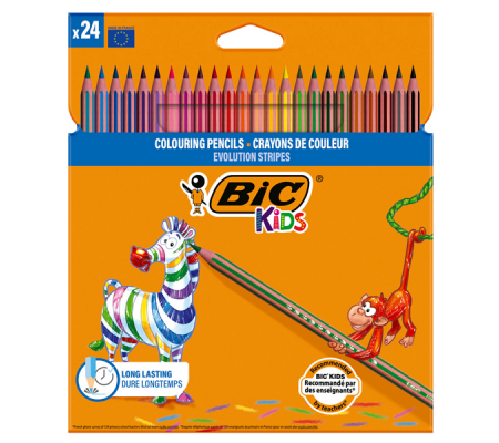 Matita colorata Evolution Stripes - colori assortiti - conf. 24 pezzi - Bic - 9505251 Bic Kids - 3086123499133 - DMwebShop