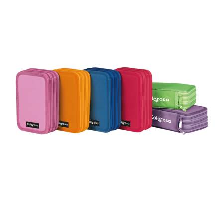 Astuccio Colors 3 zip - 13 x 20 x 7,5 cm - tessuto - colori assortiti - conf. 6 pezzi - Colorosa - 368300.1 - 8004428065308 - DMwebShop