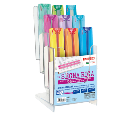 Righelli segnariga - per lettura facilitata - altezze e colori assortiti - display 36 pezzi - Arda - R17DI - 8003438032072 - DMwebShop