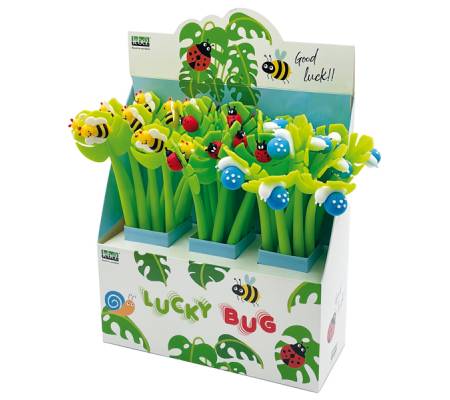 Penne a sfera Lucky Bug Flexi - con fusto flessibile - fantasie assortite - expo 30 pezzi - Lebez - 81497 - 8007509120507 - DMwebShop