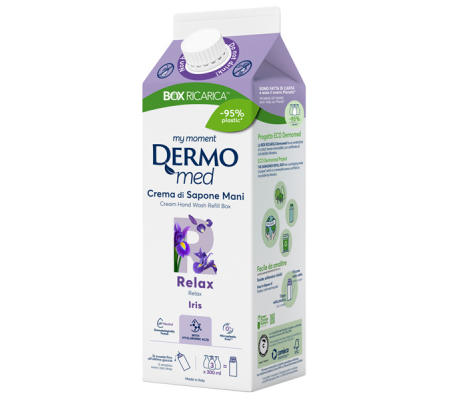 Ricarica crema di sapone mani - carton box - 900 ml - iris - Dermomed - CSBOX2063 - 8050999570932 - DMwebShop