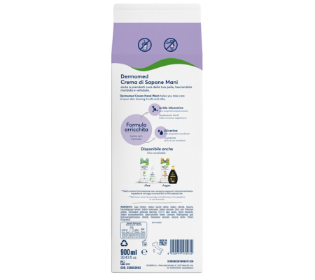 Ricarica crema di sapone mani - carton box - 900 ml - iris - Dermomed - CSBOX2063
