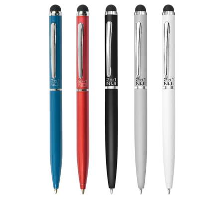 Penna a sfera mini I-PEN 2 in1 - puntale touch - colori assortiti - expo 15 pezzi - Lebez - 60083