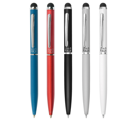 Penna a sfera mini I-PEN 2 in1 - puntale touch - colori assortiti - expo 15 pezzi - Lebez - 60083