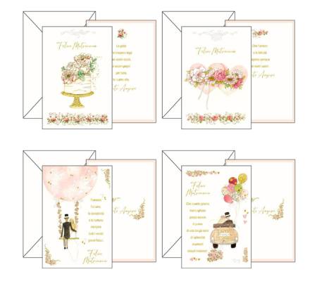 Biglietto auguri Matrimonio - con rifiniture oro - conf. 12 pezzi - Kartos - 17986801 - 8009162375546A - DMwebShop