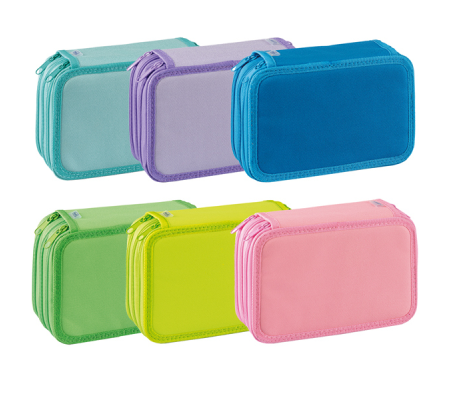 Astuccio 3 Zip - Neon e Pastel - 13 x 20 x 7,5 cm - colori assortiti - conf. 12 pezzi - Favorit - 400182110 - 8006779049846 - DMwebShop