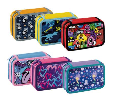 Astuccio 3 Zip Fantasy - 13 x 20 x7,5 cm - colori assortiti - conf. 12 pezzi - Favorit - 400184015 - 8006779051047 - DMwebShop