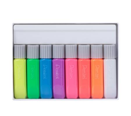 Colore in tubetto per tessuto Fabric Fun - colori fluo assortiti - conf. 8 pezzi - Pentel - FFPC1-F8