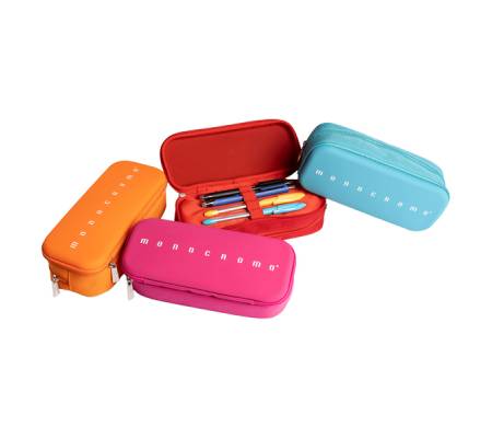Astuccio 2 zip Monocromo - 21 x 5 x 9 cm - silicone-poliestere - colori assortiti - conf. 12 pezzi - Pigna - 023310400 - 8005235214903 - DMwebShop