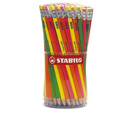 Matita Swano Fluo - grafite - HB - colori assortiti - barattolo 96 pezzi - Stabilo - IT4907/96 - 4006381100632 - DMwebShop