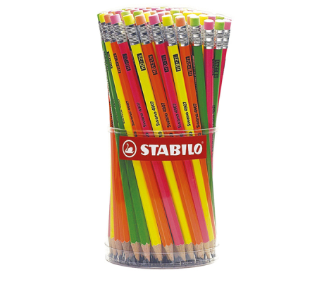 Matita Swano Fluo - grafite - HB - colori assortiti - barattolo 96 pezzi - Stabilo - IT4907/96 - 4006381100632 - DMwebShop