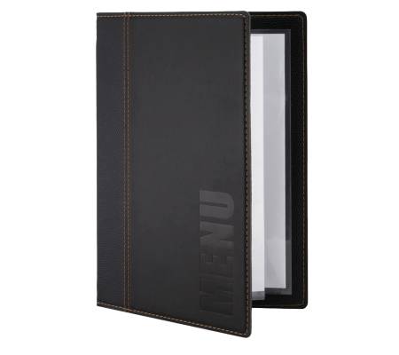 PortaMenu' Trendy - 1 inserto doppio incluso - A5 - 18 x 25 cm - nero - conf. 10 pezzi - Securit - MC-TRA5-BL - 8717624240126 - DMwebShop