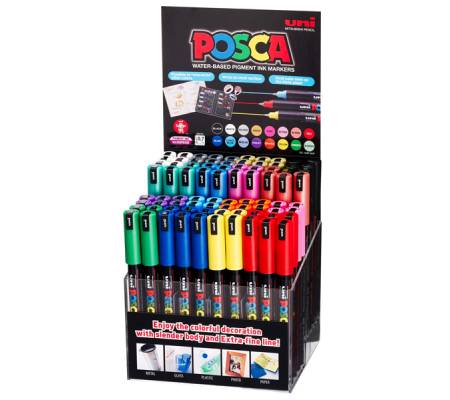 Display 80 marcatori uni posca pc1mr assortiti - Uni Mitsubishi - M PC1MR 80P - DMwebShop
