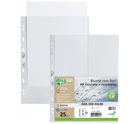 Buste forate Gea 150 - PP riciclato - buccia pesante - 702215 - 8004972029757 - DMwebShop - 2