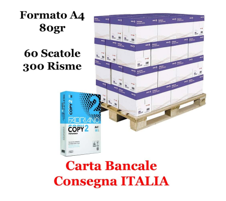 Carta Copy2 - A4 - 80 gr - 500 fogli - bancale da 300 risme Italia - Fabriano - Performance A4 - DMwebShop