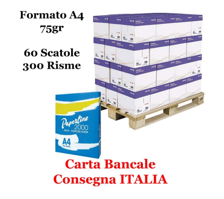 Carta da fotocopie - A4 - 75 gr - 500 fogli - bianca - bancale da 300 risme Italia - Paperline A4 - DMwebShop