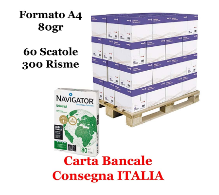 Carta da fotocopie - A4 - 80 gr - 500 fogli - bianca - bancale da 300 risme Italia - Navigator - DMwebShop