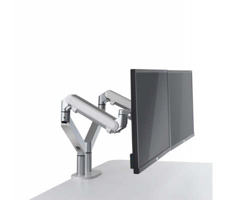 Braccio porta monitor Jamy - doppio - grigio metallizzato - DMwebShop - 1