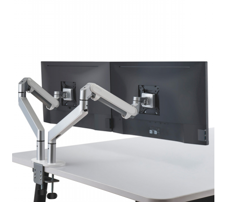Braccio porta monitor Jamy - doppio - grigio metallizzato - DMwebShop - 2