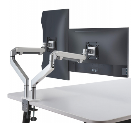 Braccio porta monitor Jamy - doppio - grigio metallizzato - DMwebShop - 3