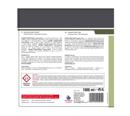 Sapone disinfettante - senza profumo - con dispenser - 8009110025950 - DMwebShop - 2