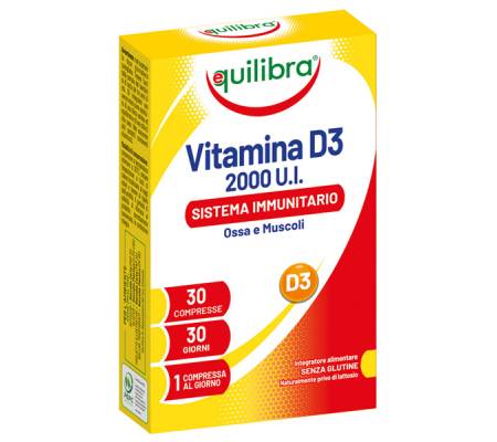 Integratore Vitamina D3 - 2000 UI - sistema immunitario, ossa e muscoli - 30 compresse da 2,43 gr cadauna - Equilibra - VID3 - 8000137004621 - DMwebShop