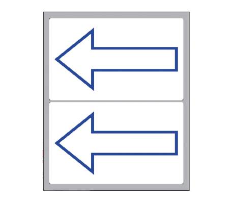 Etichette adesive simbolo freccia blu - alto - in carta - permanenti - 115 x 70 mm - 2 etic. Per foglio - 10 fogli - bianco - Markin - 10059 - 8007047038487 - DMwebShop - 1