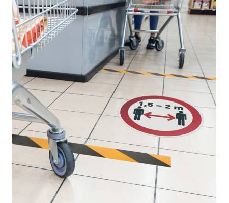 Pittogramma adesivo - da terra - 'Mantenere la distanza di sicurezza' - Ø 43 cm - Durable - 1041-03 - 4005546727042 - DMwebShop - 1