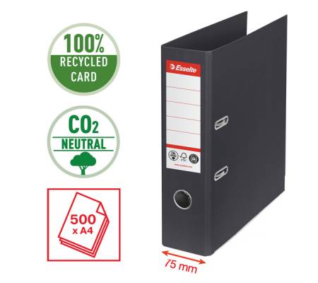 Registratore a leva - CO2 neutral - A4 - dorso 7,5 cm - nero - Esselte - 627569 - 4049793069197 - DMwebShop - 1