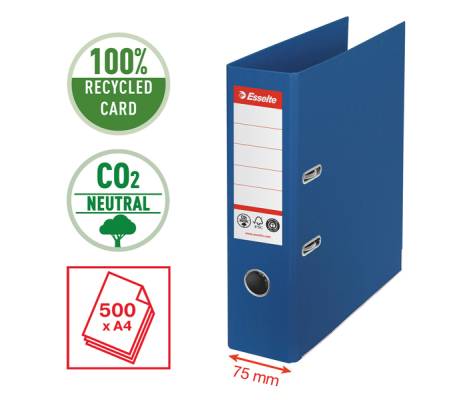 Registratore a leva - CO2 neutral - A4 - dorso 7,5 cm - blu - Esselte - 627565 - 4049793068893 - DMwebShop - 1