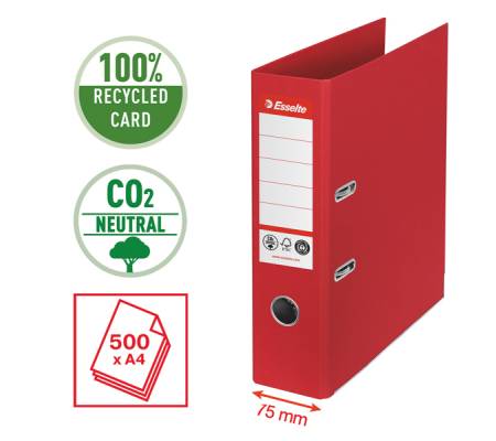 Registratore a leva - CO2 neutral - A4 - dorso 7,5 cm - rosso - Esselte - 627568 - 4049793068923 - DMwebShop - 1