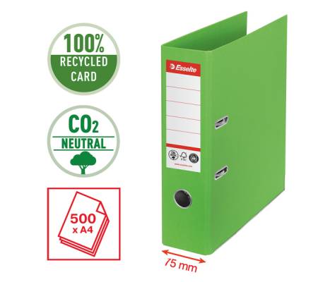 Registratore a leva - CO2 neutral - A4 - dorso 7,5 cm - verde - Esselte - 627567 - 4049793068916 - DMwebShop - 1