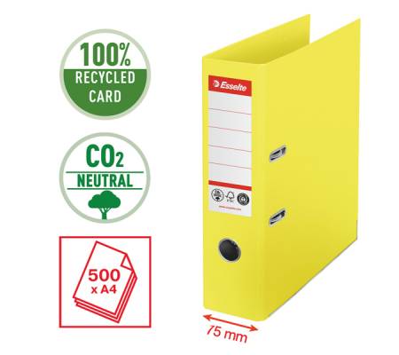 Registratore a leva - CO2 neutral - A4 - dorso 7,5 cm - giallo - Esselte - 627566 - 4049793068909 - DMwebShop - 1
