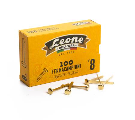 Fermacampioni ottonati - lunghezza 38 mm - n. 8 - Leone - scatola 100 pezzi - conf. 10 pezzi - Leone dell'era - FC8 - 8007979001184 - DMwebShop