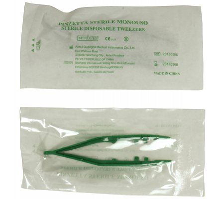 Pinzetta sterile - monouso - 10 cm - verde - Pvs - PIN110 - 8034028011412 - DMwebShop
