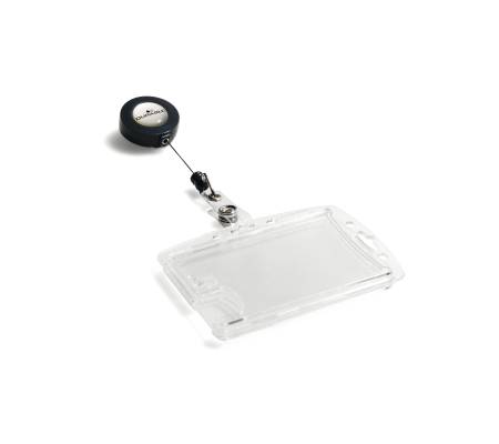 Portabadge Duo in acrilico con chiocciola 2 tessere inseribili 5,4 x 9 cm Durable 8224-19 - 113