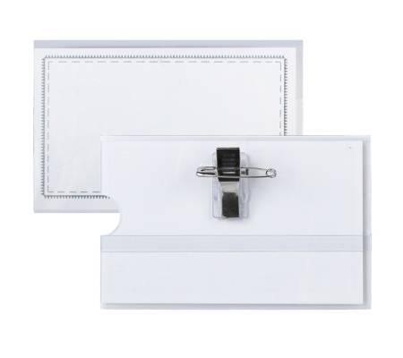 Portabadge con clip e spilla - 9 x 5,5 cm - conf. 50 pezzi - Lebez - 31-090-B - 8007509310908 - DMwebShop - 1