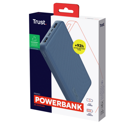 Powerbank Primo - ad alta capacita' - da 20.000 mAh - blu - Trust - 25026 - DMwebShop - 2