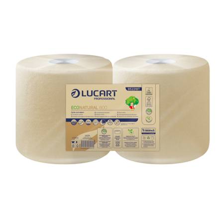 Bobina asciugatutto EcoNatural - 2 veli - 800 strappi - 213 mt - avana - pacco 2 rotoli - Lucart - 852218T - 8005892345163 - DMwebShop