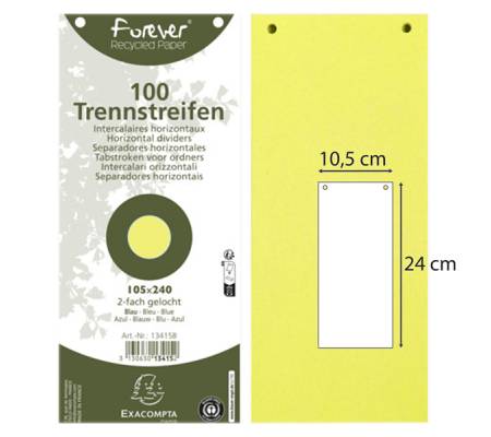 Divisori orizzontali - cartoncino riciclato - 10,5 x 24 cm - Giallo - conf. 100 pezzi - Exacompta - 13425B - 3130630134251 - DMwebShop